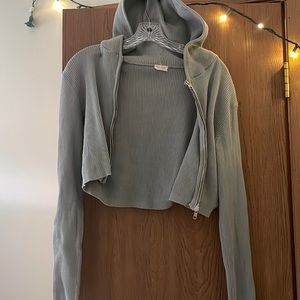 John galt ribbed zip up hoodie